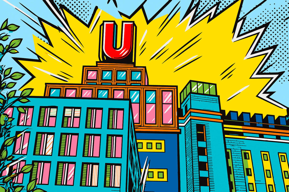 Dortmund Popart-Bild vom Dortmunder U in kräftigen Farben