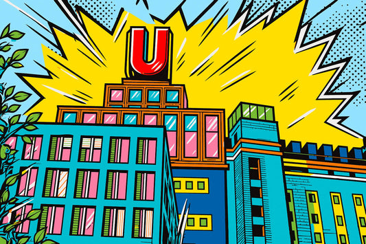 Dortmund Popart-Bild vom Dortmunder U in kräftigen Farben
